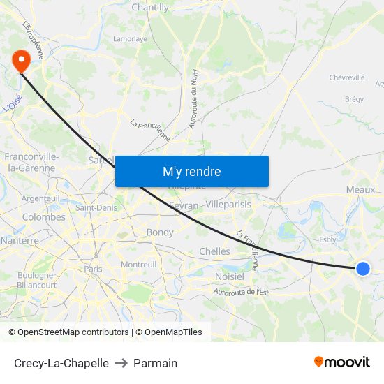 Crecy-La-Chapelle to Parmain map