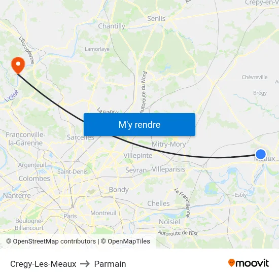 Cregy-Les-Meaux to Parmain map