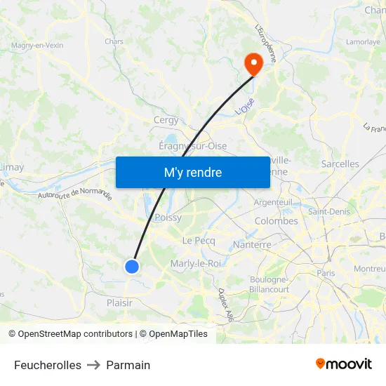 Feucherolles to Parmain map