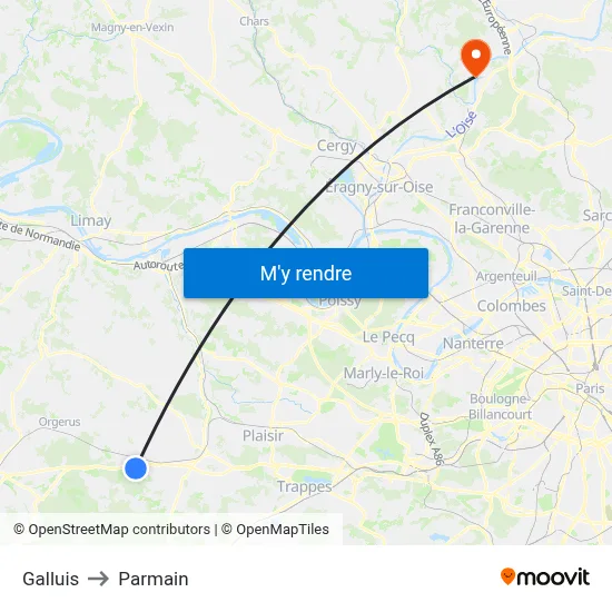 Galluis to Parmain map