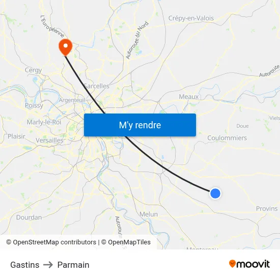 Gastins to Parmain map