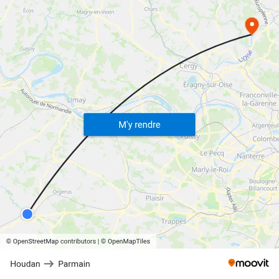 Houdan to Parmain map