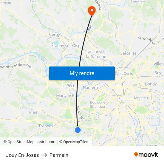 Jouy-En-Josas to Parmain map
