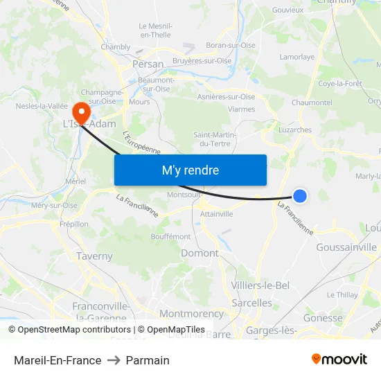 Mareil-En-France to Parmain map