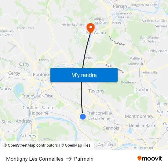 Montigny-Les-Cormeilles to Parmain map