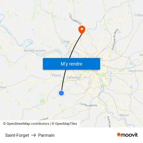 Saint-Forget to Parmain map