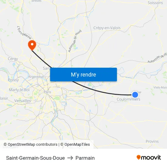 Saint-Germain-Sous-Doue to Parmain map