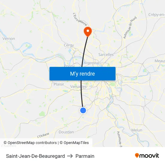 Saint-Jean-De-Beauregard to Parmain map