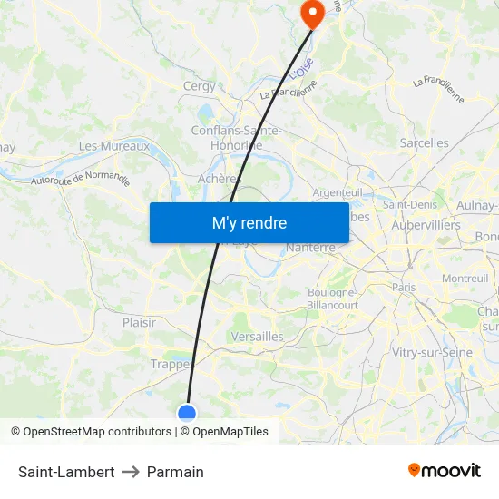 Saint-Lambert to Parmain map