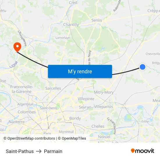 Saint-Pathus to Parmain map