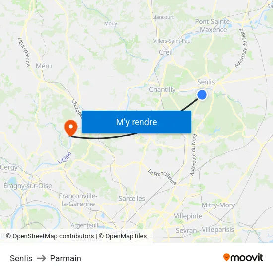 Senlis to Parmain map