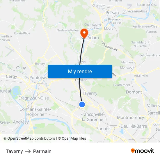 Taverny to Parmain map