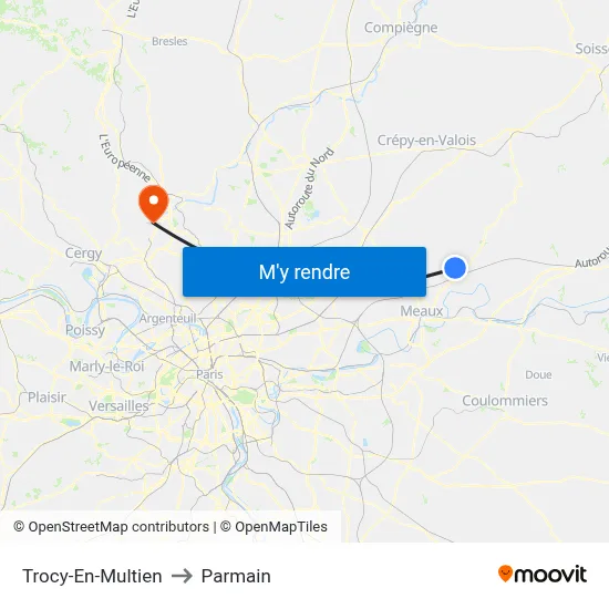 Trocy-En-Multien to Parmain map