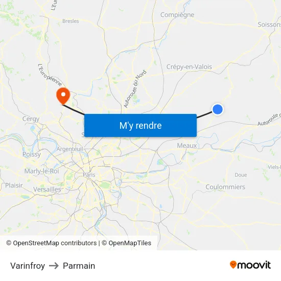 Varinfroy to Parmain map