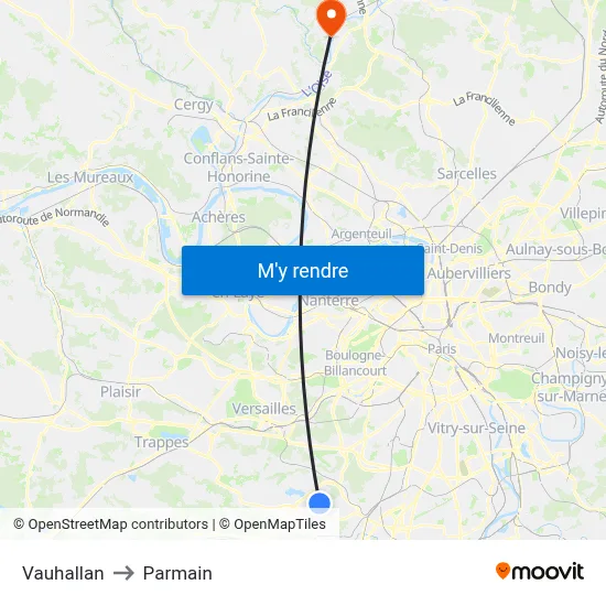 Vauhallan to Parmain map