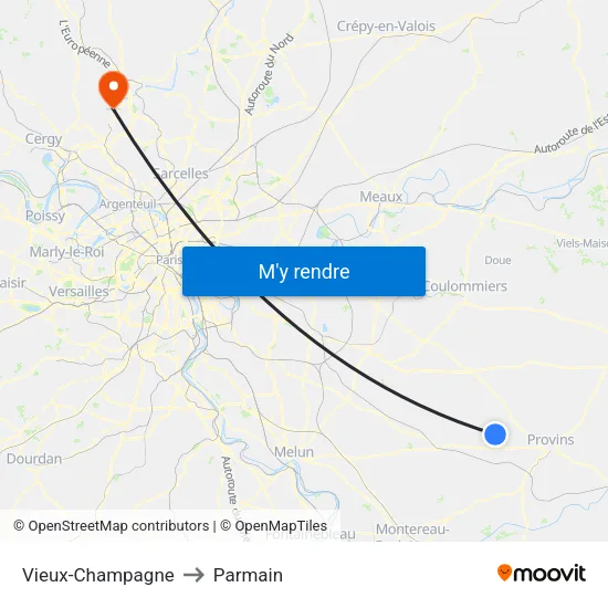 Vieux-Champagne to Parmain map