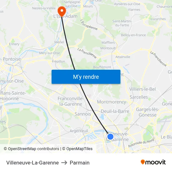 Villeneuve-La-Garenne to Parmain map
