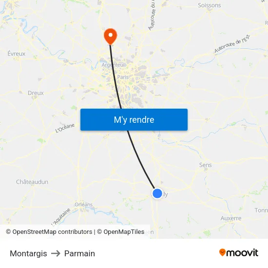 Montargis to Parmain map