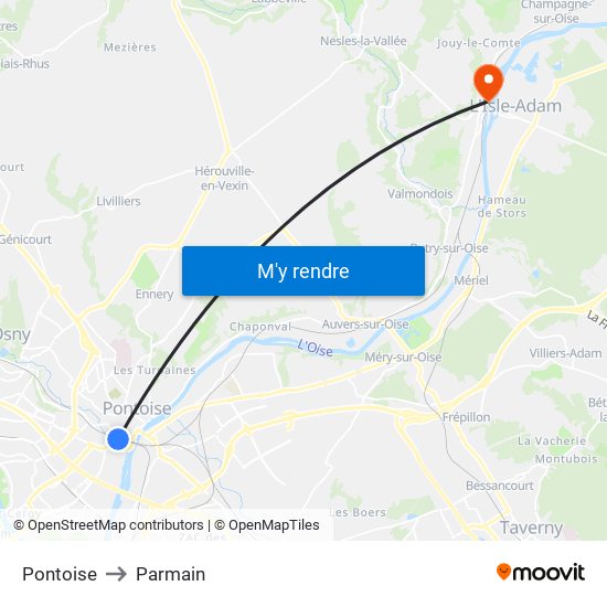 Pontoise to Parmain map