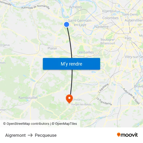 Aigremont to Pecqueuse map