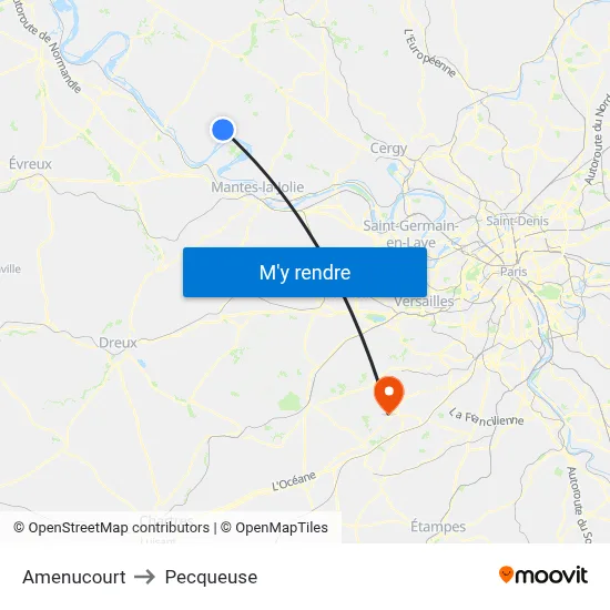 Amenucourt to Pecqueuse map