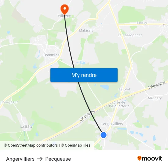 Angervilliers to Pecqueuse map
