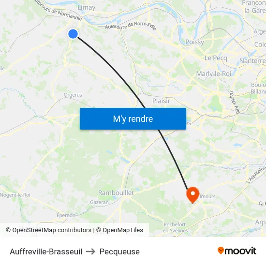 Auffreville-Brasseuil to Pecqueuse map