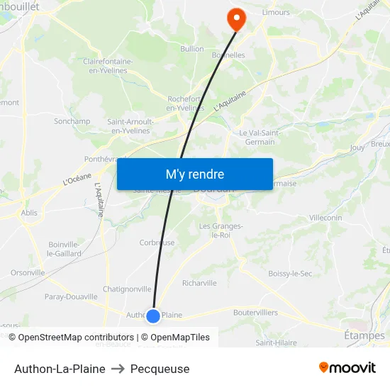 Authon-La-Plaine to Pecqueuse map