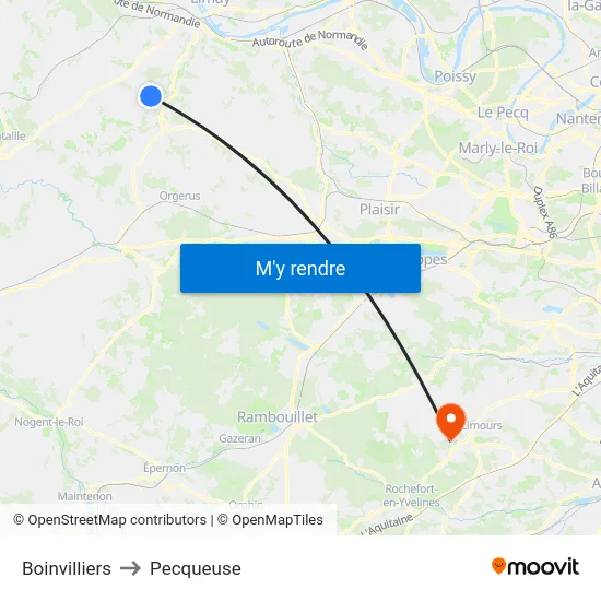 Boinvilliers to Pecqueuse map