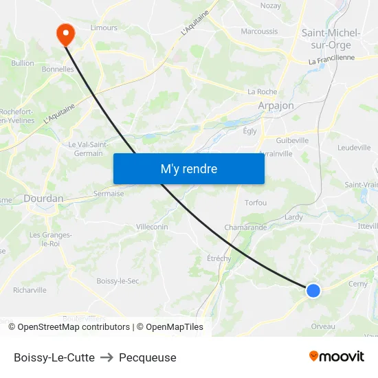 Boissy-Le-Cutte to Pecqueuse map