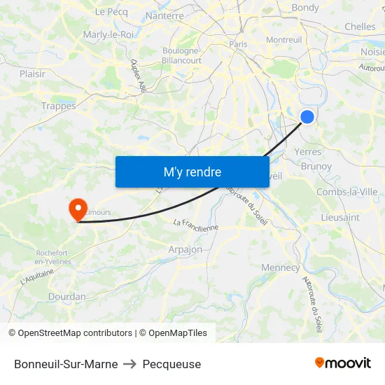Bonneuil-Sur-Marne to Pecqueuse map