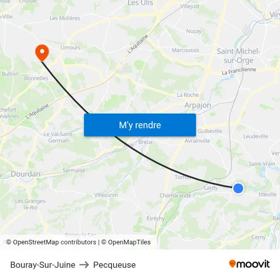 Bouray-Sur-Juine to Pecqueuse map