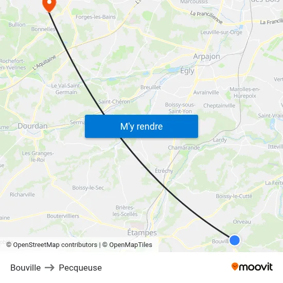 Bouville to Pecqueuse map
