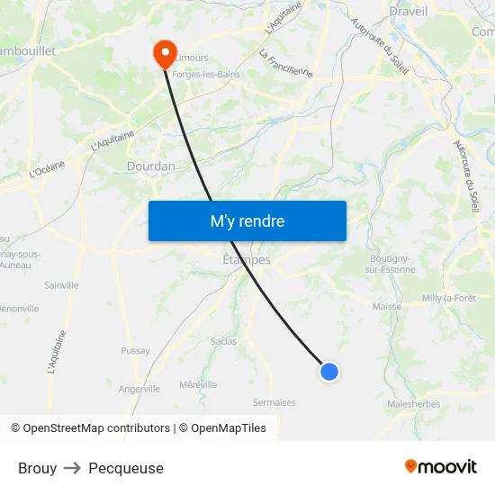 Brouy to Pecqueuse map