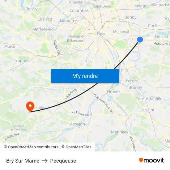 Bry-Sur-Marne to Pecqueuse map