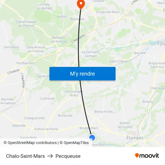 Chalo-Saint-Mars to Pecqueuse map