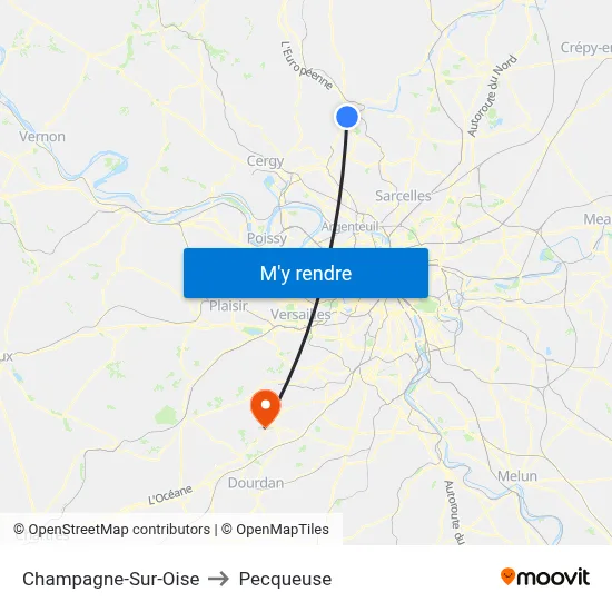 Champagne-Sur-Oise to Pecqueuse map