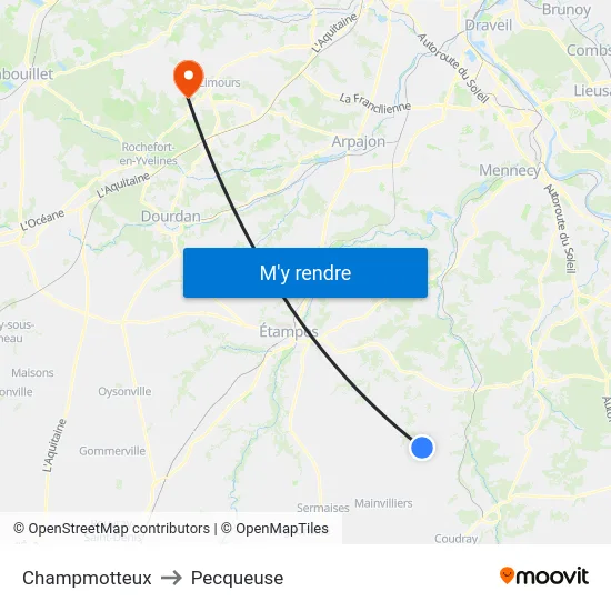 Champmotteux to Pecqueuse map