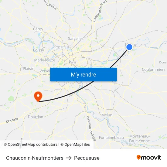 Chauconin-Neufmontiers to Pecqueuse map