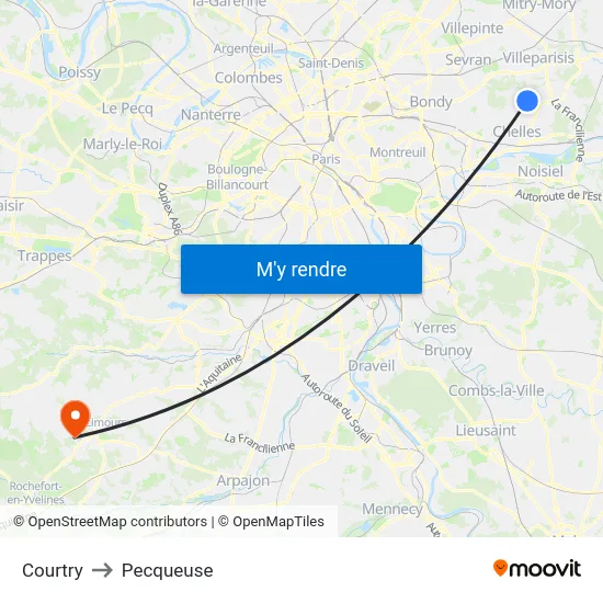 Courtry to Pecqueuse map
