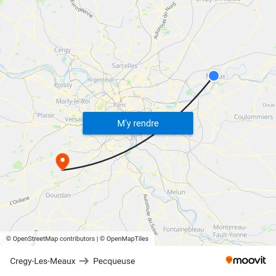 Cregy-Les-Meaux to Pecqueuse map