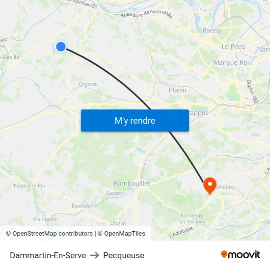 Dammartin-En-Serve to Pecqueuse map