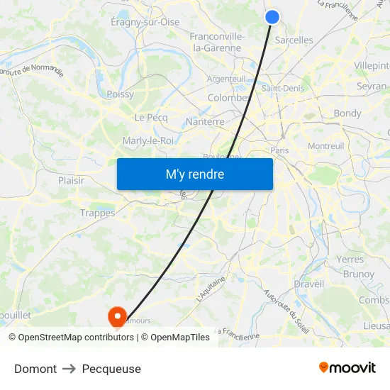 Domont to Pecqueuse map