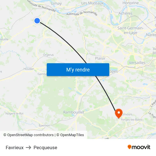 Favrieux to Pecqueuse map