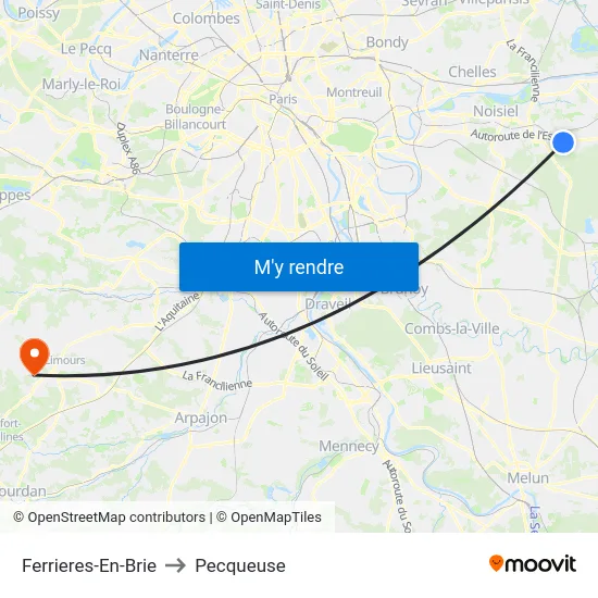 Ferrieres-En-Brie to Pecqueuse map