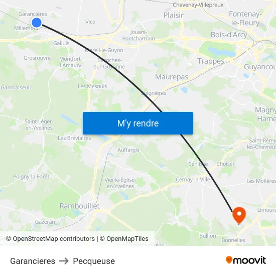 Garancieres to Pecqueuse map