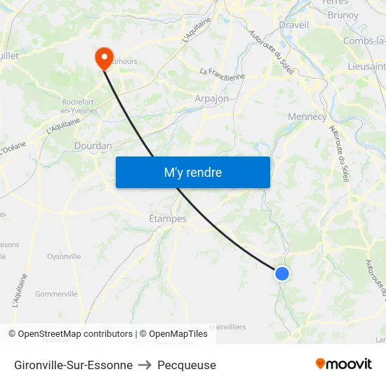 Gironville-Sur-Essonne to Pecqueuse map