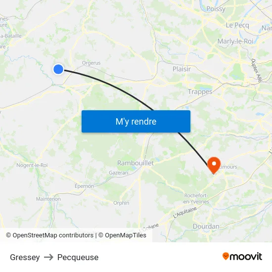 Gressey to Pecqueuse map