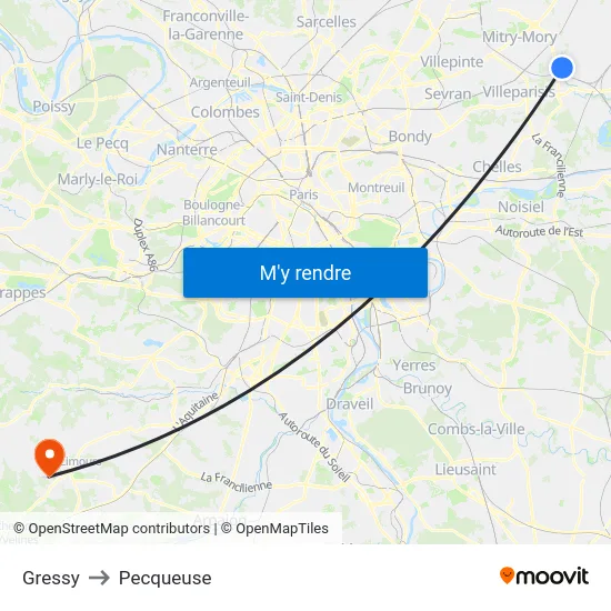 Gressy to Pecqueuse map