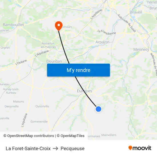 La Foret-Sainte-Croix to Pecqueuse map
